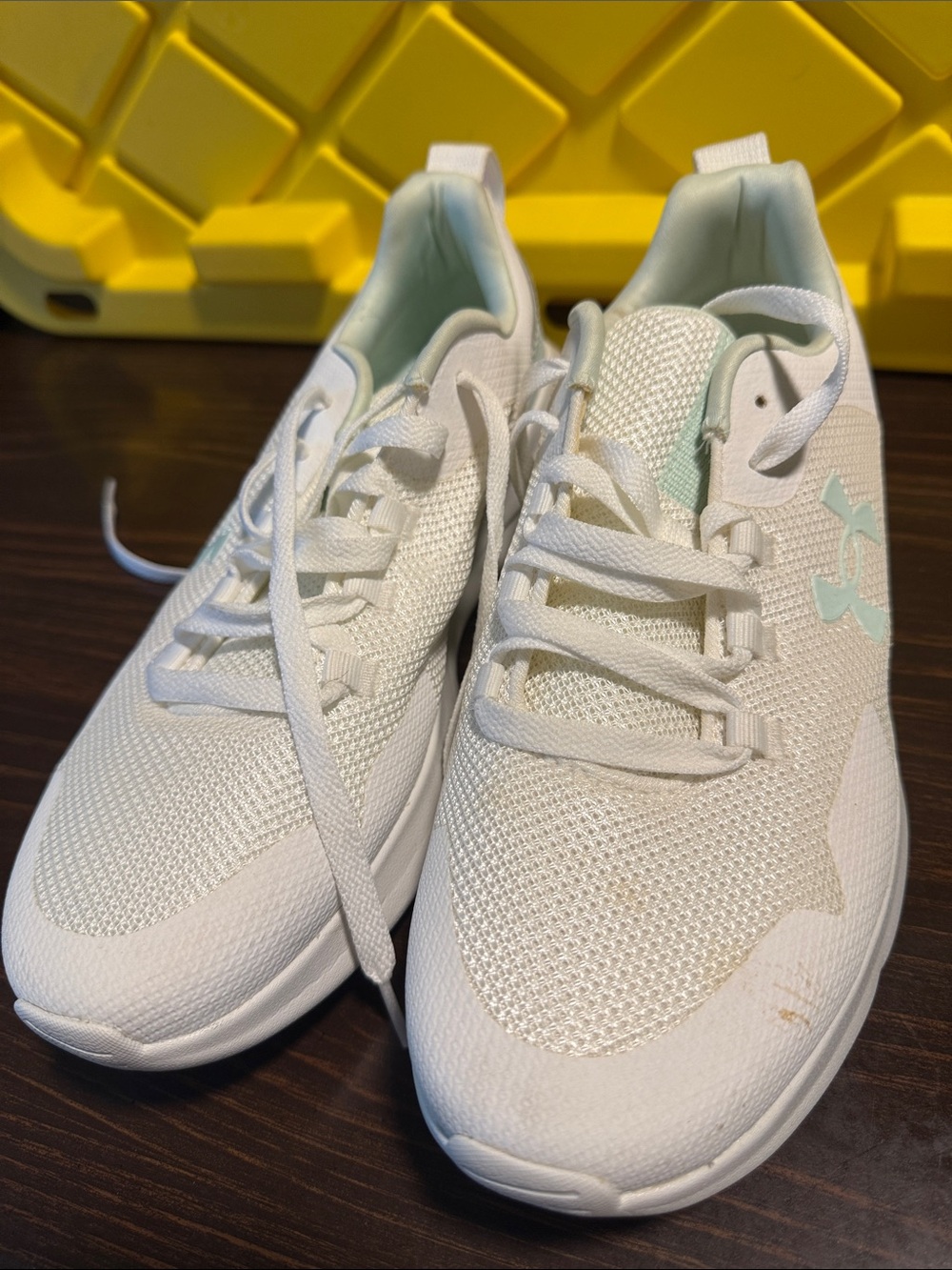 Under Armour White Sneakers with Mint Accent